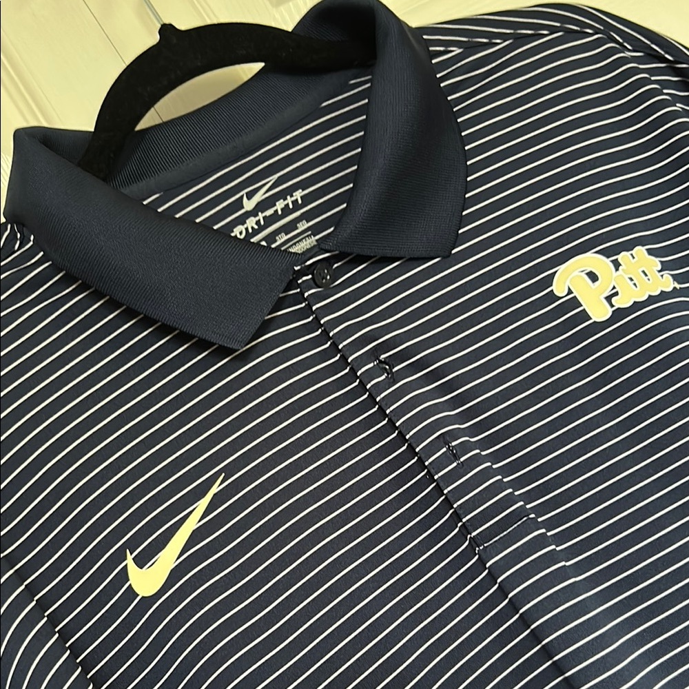 Nike Men's Pitt Blue and White Striped Polo Shirt - Picture 2 of 5